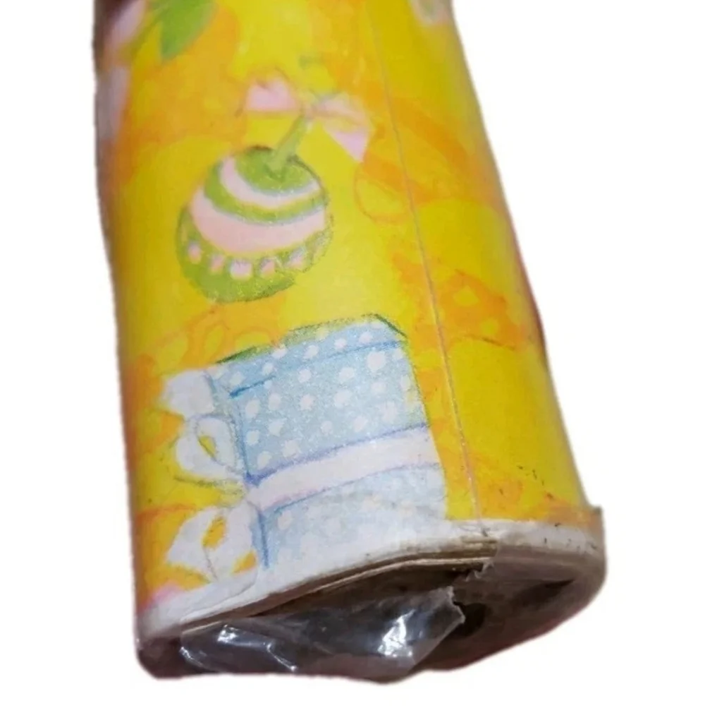 Vtg 1976 American Greetings Baby Shower Rolled Wrapping Paper 20sq Ft Yellow